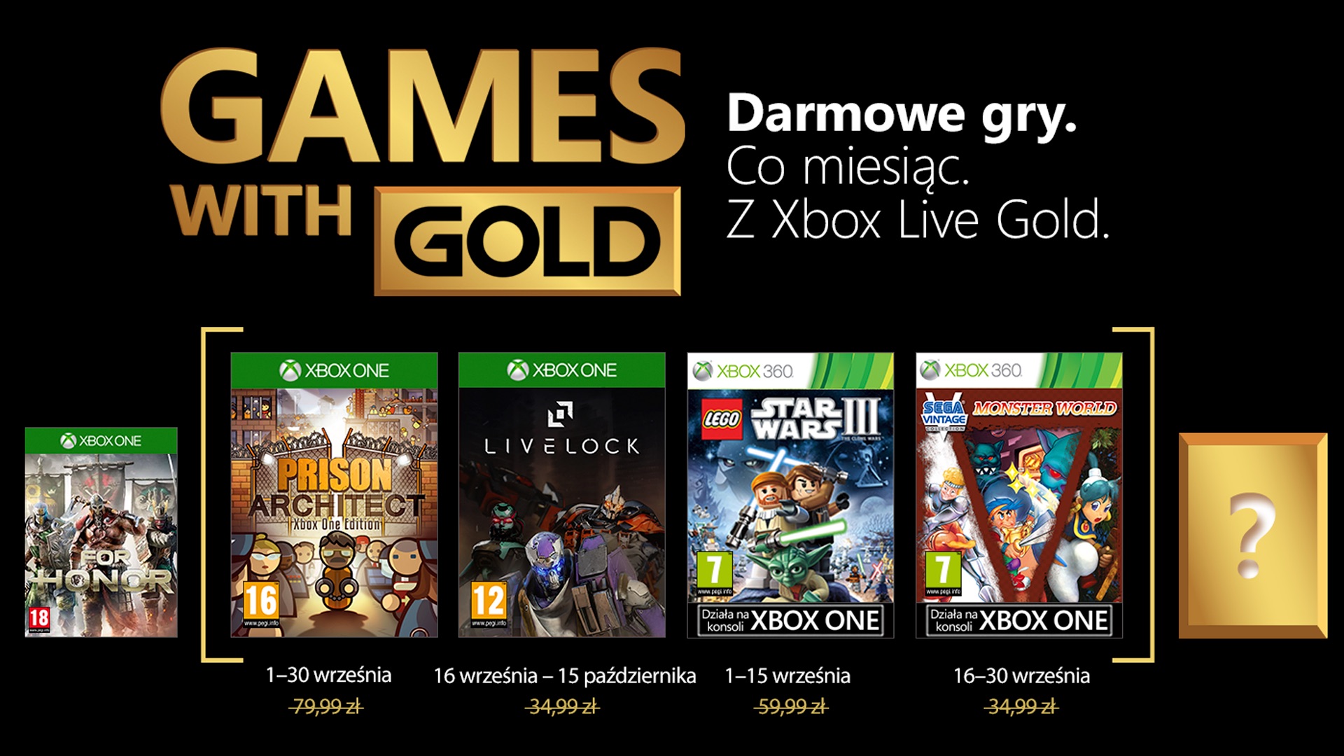 Zdjęcie okładkowe wpisu Microsoft przedstawia wrześniową ofertę Games with Gold