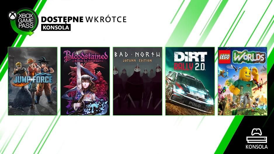 Zdjęcie okładkowe wpisu Dirt Rally 2.0, LEGO Worlds i Jump Force w Xbox Game Pass