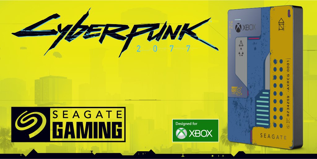 Zdjęcie okładkowe wpisu Seagate pokazało dysk przenośny do konsol na licencji Cyberpunk 2077