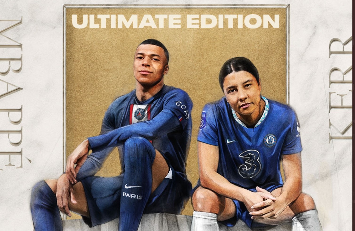 Zdjęcie okładkowe wpisu Piłkarka Sam Kerr i Kylian Mbappé na okładce FIFA 23 Ultimate Edition